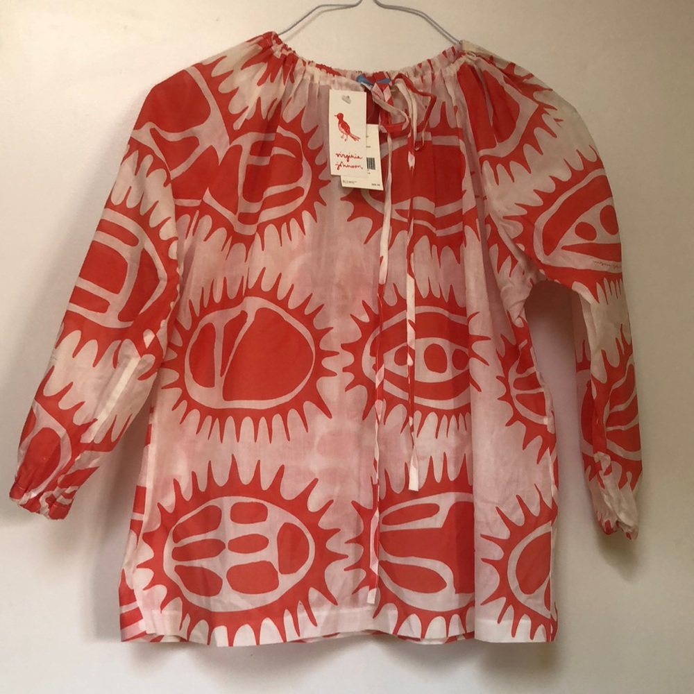 Virginia Johnson hand screened peasant top for Kate Spade, L